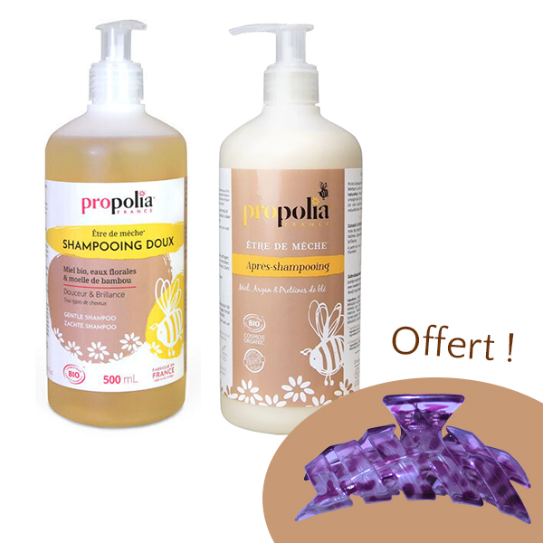 Propolia - Lot Shampoing & Après-shampoing format familial avec une pince offerte